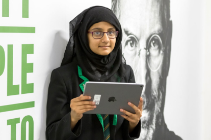 Student using an iPad
