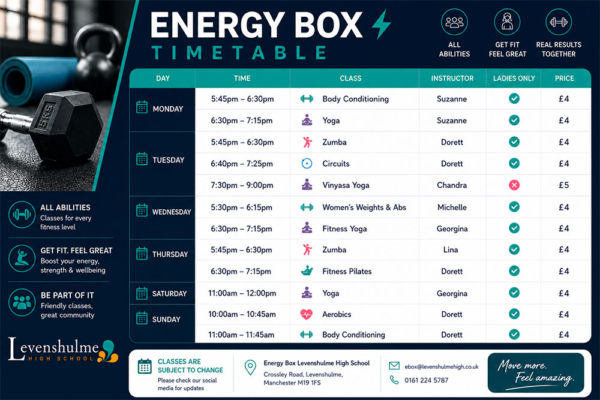 Energy Box timetable