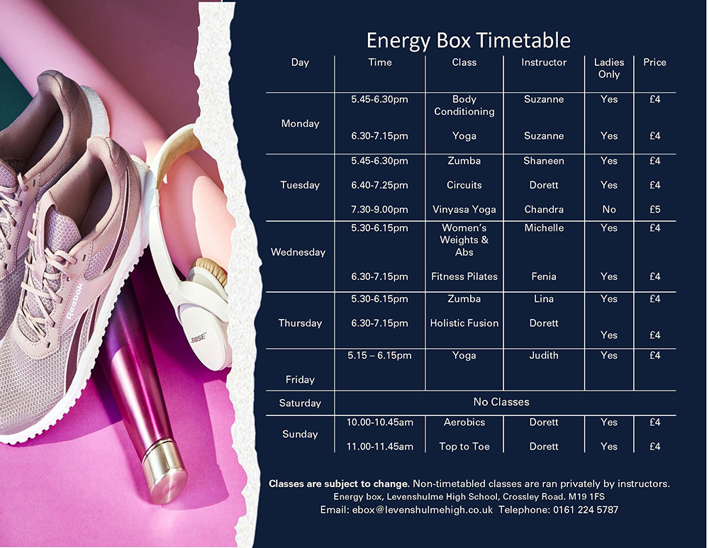 Energy Box timetable