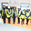 Students wearing safety equipment, ready for their tour of Longley Lane Recycling Centre in February 2023
