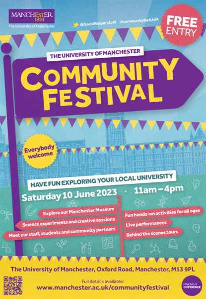 The University of Manchester Community Festival - Summer 2023 Flyer
